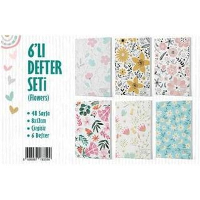 6'lı Defter Seti - Flowers | Note The Time