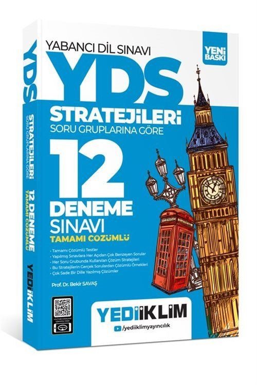 YDS - YÖKDİL Stratejileri Soru Gruplarına Göre Tamamı Çözümlü 12 Deneme Sınavı | Yediiklim Yayınları (Ciltsiz)