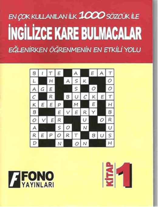 İngilizce Kare Bulmacalar - 1. Kitap | Fono Yayınları (İnce Kapak)