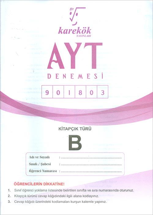 AYT Denemesi B Kitapçık 901803 Karekök Yayınları | Karekök Yayınları - Resim 1