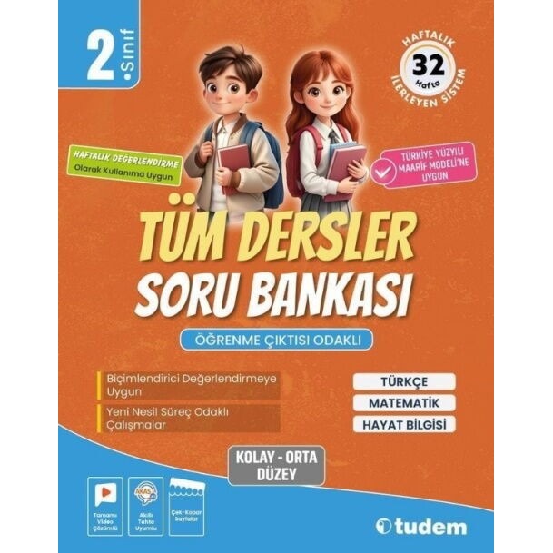 2. Sınıf Tüm Dersler Soru Bankası | Tudem Yayınları - Ders Kitapları (İnce Kapak)