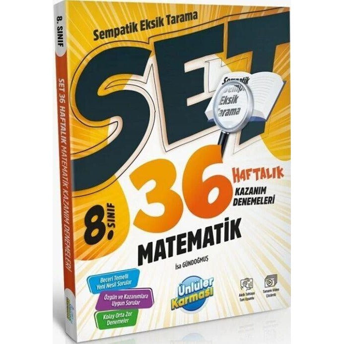 8. Sınıf Matematik 36 Haftalık Kazanım Denemeleri | Ünlüler Karması (Ciltsiz)