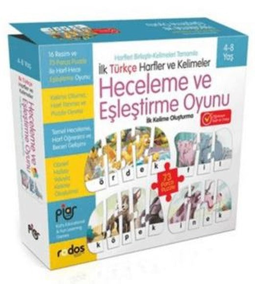 İlk Türkçe Harfler ve Kelimeler - Heceleme ve Eşleştirme Oyunu | Piar Kids (Ciltsiz)