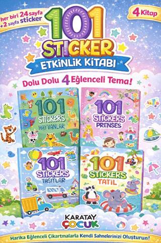 101 Sticker Etkinlik Kitabı (4 Kitap) (Taşıtlar-Prenses-Hayvanlar-Tatil) | Karatay Çocuk (Ciltsiz)  - Resim 1