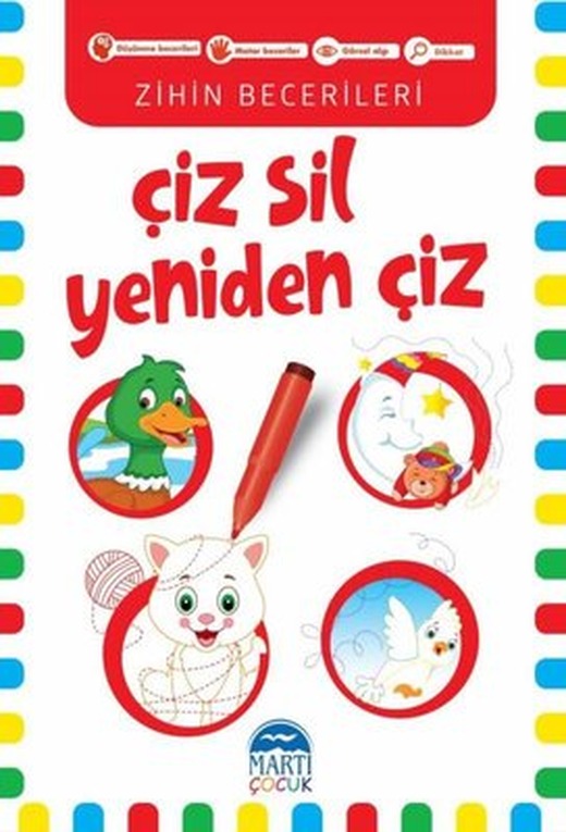 Çiz-Sil Yeniden Çiz - Kırmızı - Zihin Becerileri | Martı Yayınları