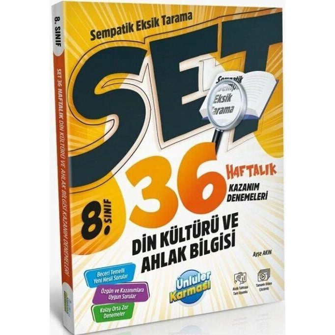8. Sınıf Din Kültürü ve Ahlak Bilgisi 36 Haftalık Kazanım Denemeleri | Ünlüler Karması (Ciltsiz)