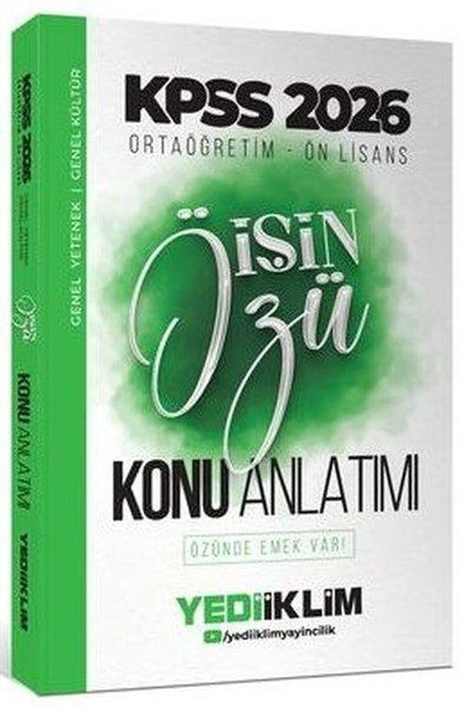 2026 KPSS Ortaöğretim - Önlisans İŞİN ÖZÜ Tek Kitap Tamamı Renkli Konu Anlatımı | Yediiklim Yayınları (İnce Kapak)