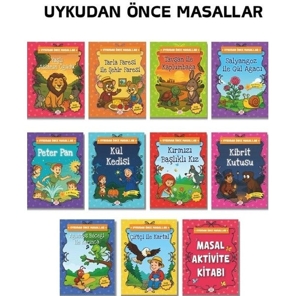 Uykudan Önce Masallar Serisi Seti - 10 Kitap + 1 Aktivite Takım | Dokuz Yayınları (İnce Kapak)