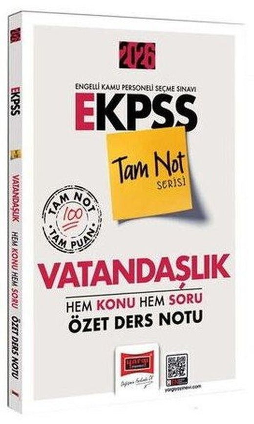 2026 E - KPSS Tam Not Serisi Vatandaşlık Hem Konu Hem Soru Özet Ders Notu | Yargı Yayınları (İnce Kapak)