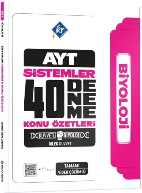 Dilek Hoca Kuvvetli Biyoloji AYT Biyoloji Sistemler 40 Deneme Konu Özetleri KR Akademi kitap kapağı