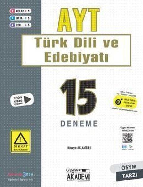 AYT Türk Dili ve Edebiyatı 15 Deneme | Üçgen Akademi (İnce Kapak)  - Resim 1