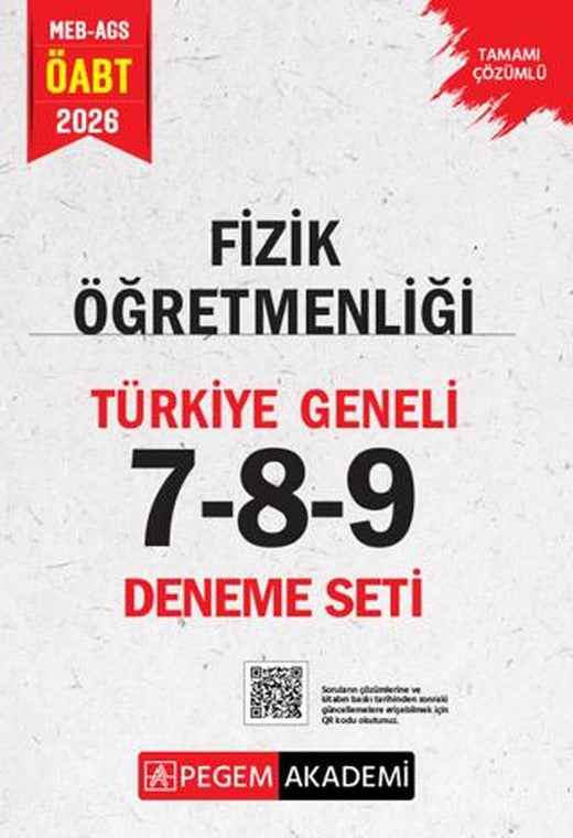 2026 MEB AGS ÖABT Fizik Öğretmenliği Tamamı Çözümlü Türkiye Geneli 7-8-9 (3'lü Deneme Seti) | Pegem Akademi Yayıncılık (Ciltsiz)