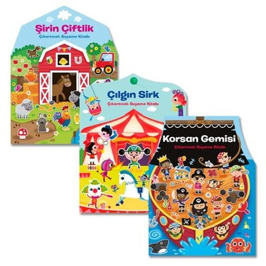 Çıkartmalı Boyama Seti - 3 Kitap Takım | Doğan Çocuk (İnce Kapak)