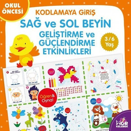 Okul Öncesi Kodlamaya Giriş 3 - 6 Yaş Mor Kelebek: Sağ ve Sol Beyin Geliştirme ve Güçlendirme Etkinlik | Halk Kitabevi