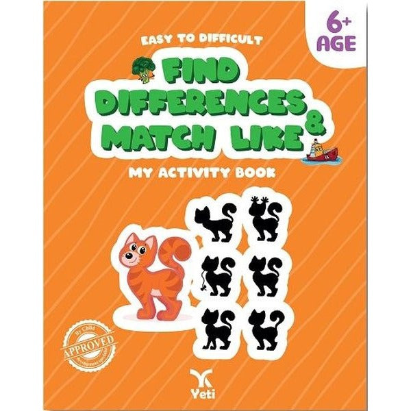 Easy to Difficult Find Differences and Match Like - My Activity Book 6+ Age | Yeti Kitap