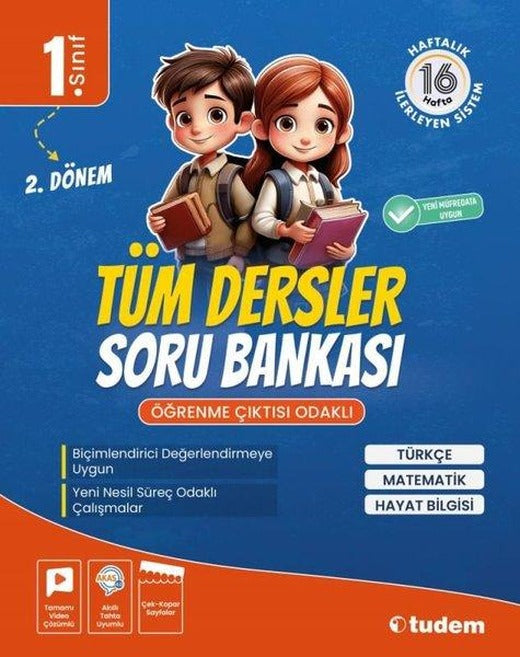 1. Sınıf 2. Dönem Tüm Dersler Soru Bankası | Tudem Yayınları - Ders Kitapları (İnce Kapak)