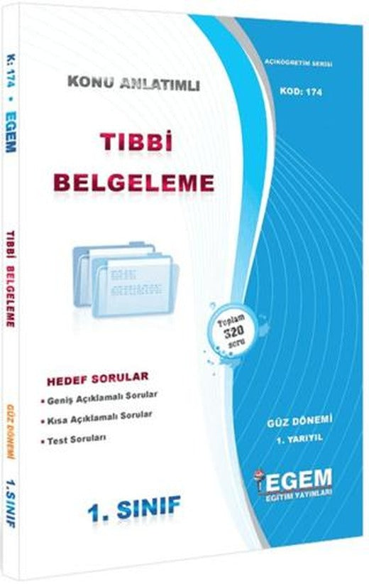 1. Sınıf 1. Yarıyıl Tıbbi Belgeleme Konu Anlatımlı Soru Bankası - Kod 174