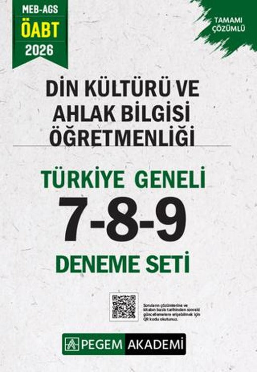 2026 MEB AGS ÖABT Din Kültürü ve Ahlak Bilgisi Öğretmenliği Tamamı Çözümlü Türkiye Geneli 7-8-9 (3'lü Deneme) | Pegem Akademi Yayıncılık (Ciltsiz)