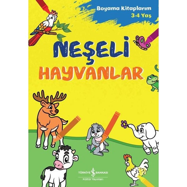 Neşeli Hayvanlar - Boyama Kitaplarım 3-4 Yaş | İş Bankası Kültür Yayınları