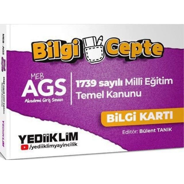MEB AGS Bilgi Cepte 1739 Sayılı Milli Eğitim Temel Kanunu Bilgi Kartı Soru - Cevap | Yediiklim Yayınları (İnce Kapak)