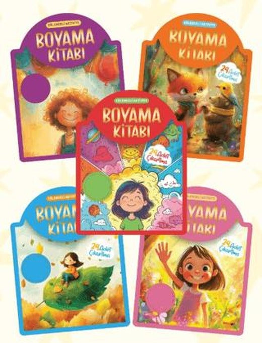 Çıkartmalı Boyama Kitabı 5'li Set | Kum Yayınevi (Ciltsiz)