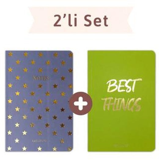 Yıldızlı Neon Twins (2 Defter Takım) | Elaspaper