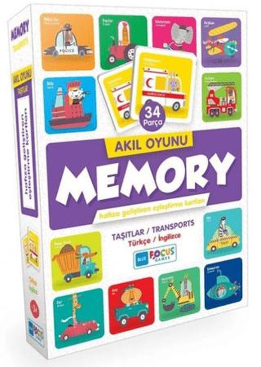 34 Parça Memory Taşıtlar Akıl Oyunu | Blue Focus Yayınları (Ciltsiz)