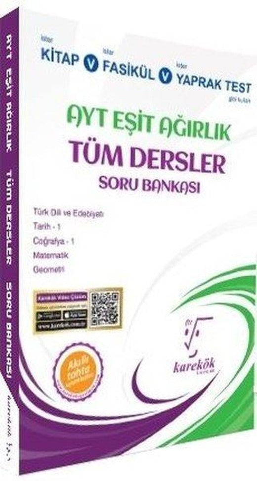 AYT Eşit Ağırlık Tüm Dersler Soru Bankası | Karekök Eğitim Yayın (İnce Kapak)