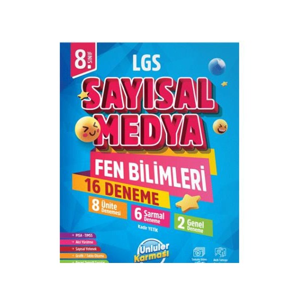 8. Sınıf LGS Sayısal Medya Fen Bilimleri 16 Deneme | Ünlüler Karması (Ciltsiz)
