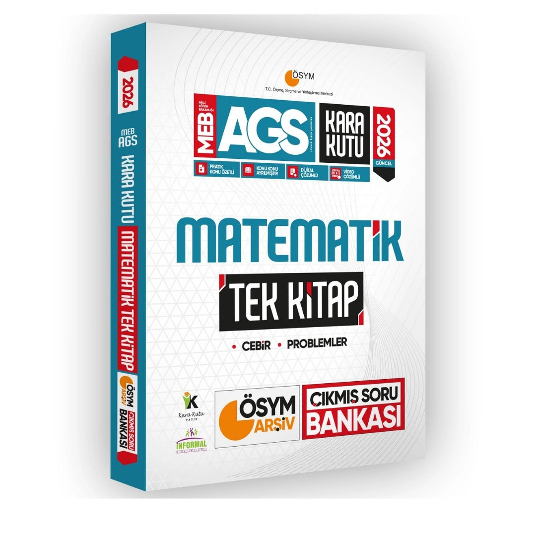 2026 MEB AGS Kara Kutu Matematik TEK KİTAP ÖSYM Arşiv Çıkmış Soru Bankası Konu Özetli Dijital Çözümlü | Karakutu Yayın (Ciltsiz)