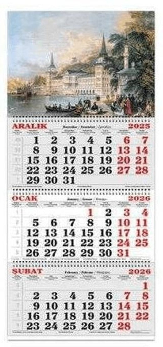 Keskin Color 2026 - 3 Aylik Spiralli Jumbo Denizci Takvim - Gravur | Keskin Color
