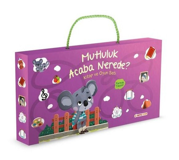 Mutluluk Acaba Nerede? Kitap ve Oyun Seti (Parmak Takipli) | Bi Kutu Oyun Yayınevi (İnce Kapak)