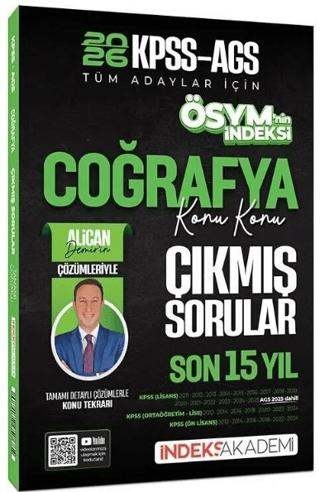 2026 KPSS MEB-AGS Coğrafya ÖSYM'nin İndeksi Çıkmış Sorular Son 15 Yıl Konu Konu Çözümlü | İndeks Akademi Yayıncılık (Ciltsiz)  - Resim 1