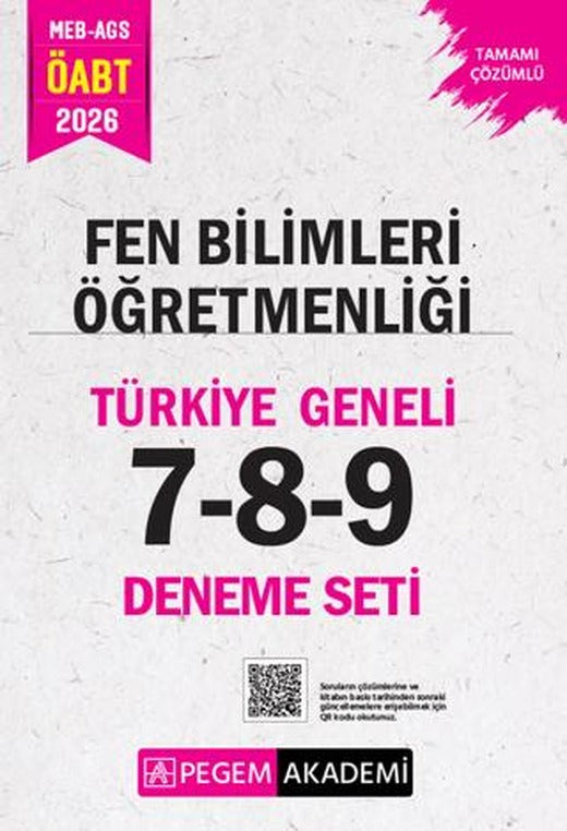 2026 MEB AGS ÖABT Fen Bilimleri Öğretmenliği Tamamı Çözümlü Türkiye Geneli 7-8-9 (3'lü Deneme Seti) | Pegem Akademi Yayıncılık (Ciltsiz)