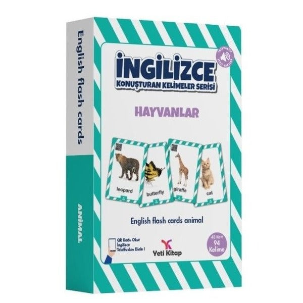 Hayvanlar - İngilizce Konuşturan Kelime Kartları | Yeti Kitap (İnce Kapak)