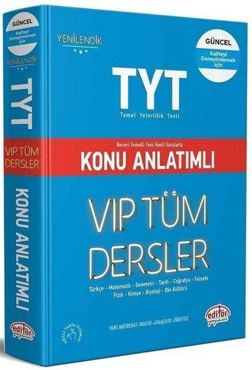 TYT VIP Tüm Dersler Konu Anlatımlı | Editör (İnce Kapak)