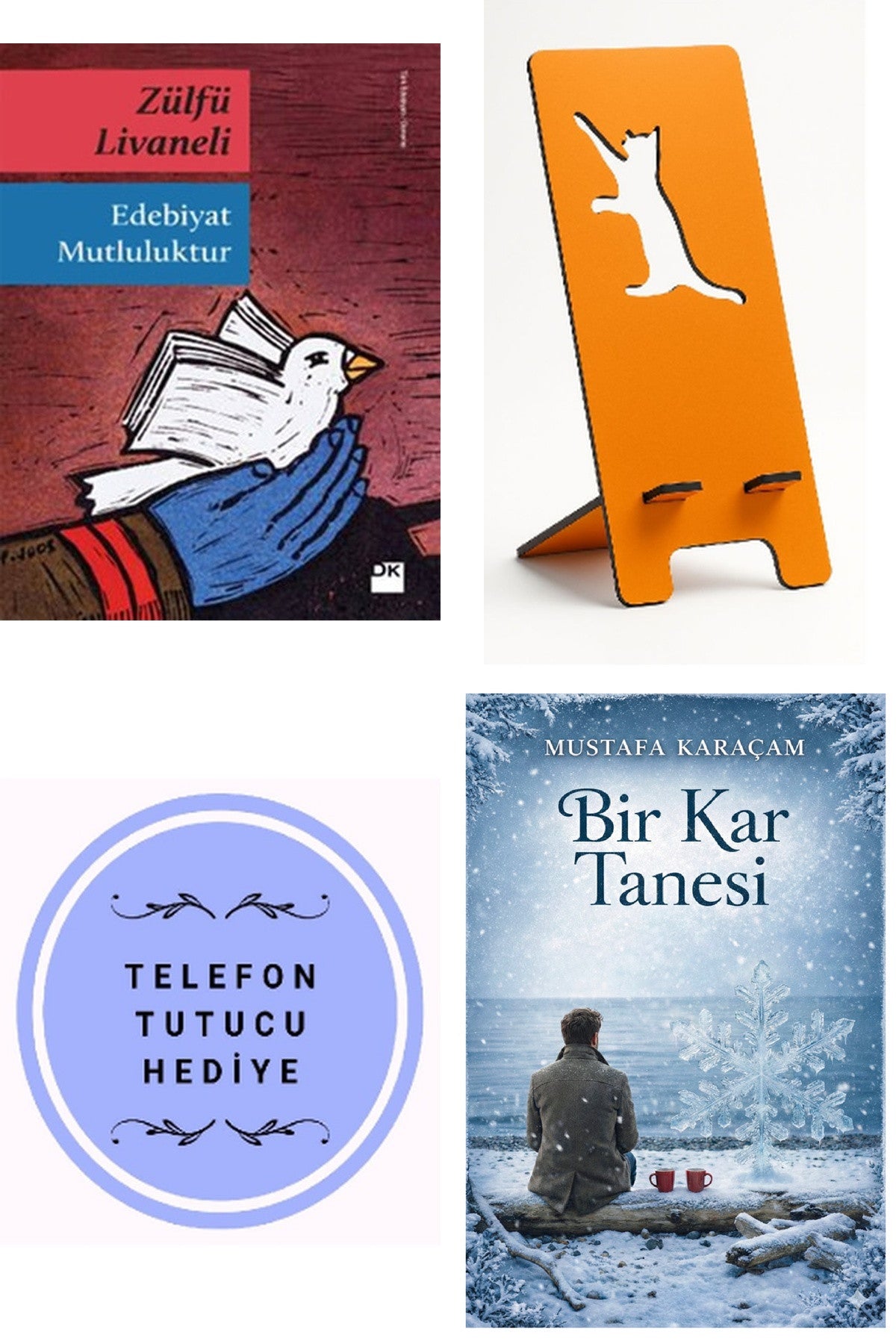 Edebiyat Mutluluktur - Zülfü Livaneli + Telefon Tutucu + Bir Kar Tanesi kitap kapağı
