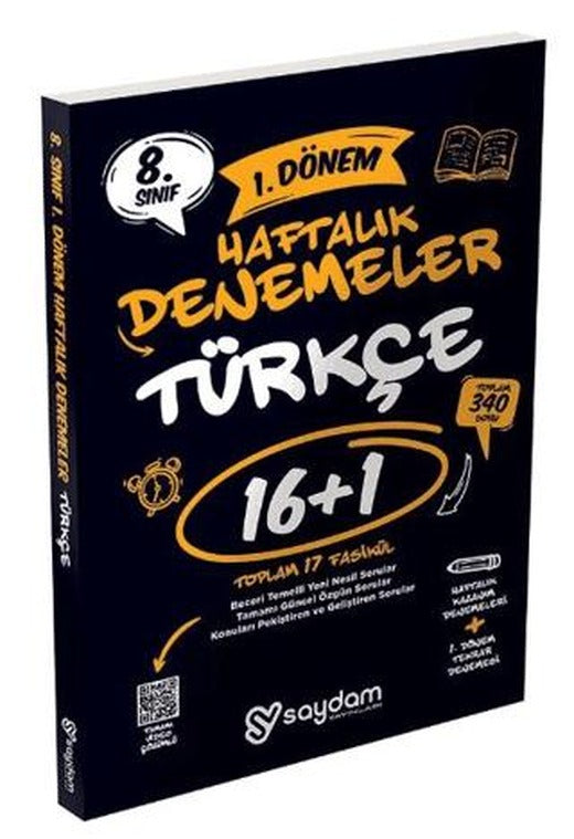 8. Sınıf LGS Türkçe 1. Dönem 16+1 Haftalık Kazanım Denemeleri | Saydam Yayınları (Ciltsiz)