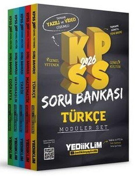 2026 KPSS Genel Yetenek Genel Kültür Tamamı Hem Yazılı Hem Video Çözümlü Modüler Set Soru Bankası  - | Yediiklim Yayınları (İnce Kapak)