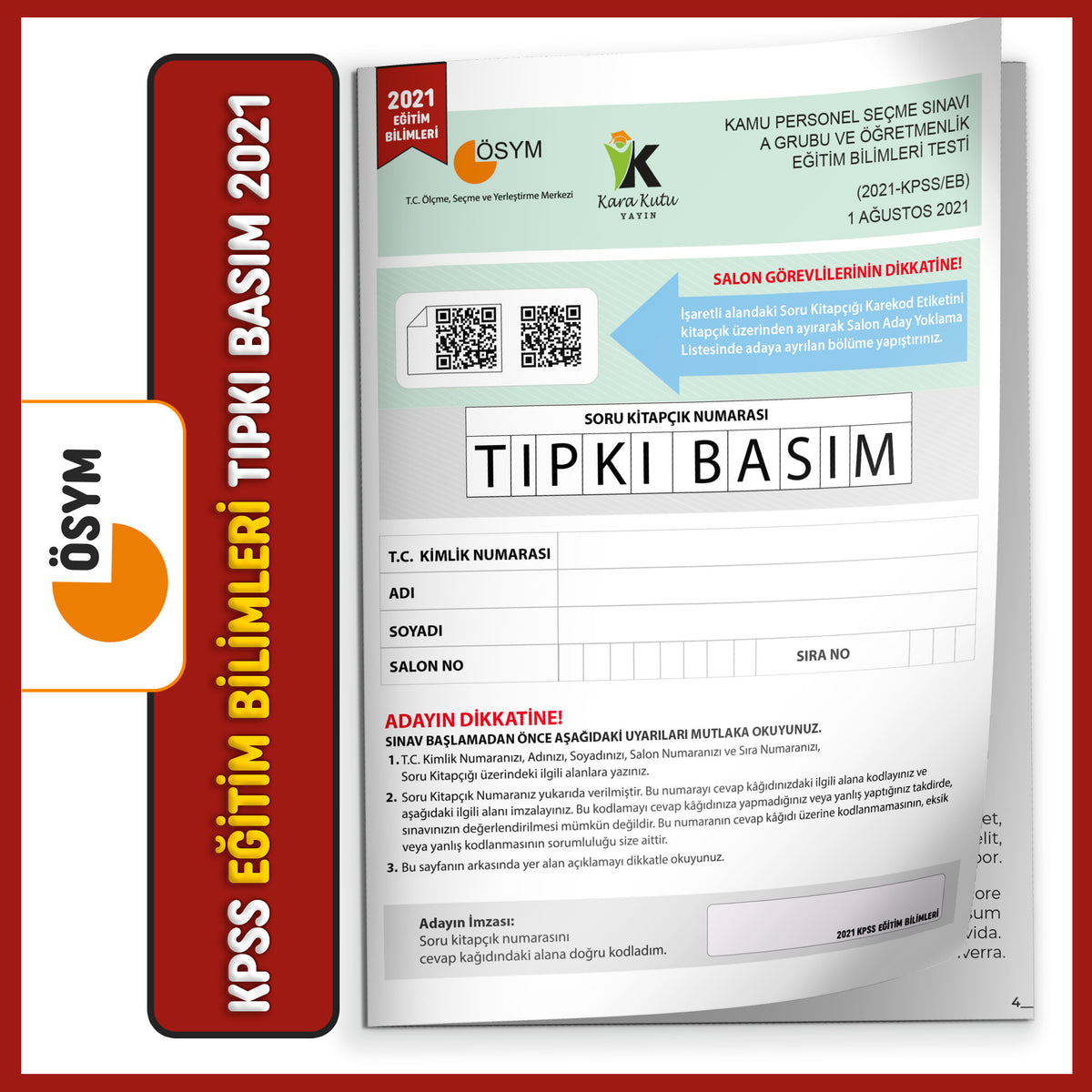2021 KPSS Eğitim Bilimleri ÖSYM Tıpkı Basım Çıkmış Soru Kitapçığı Video/PDF Çözümlü Türkiye Geneli kitap kapağı