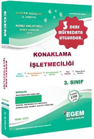 3. Sınıf 6. Yarıyıl Konaklama İşletmeciliği Konu Anlatımlı Hedef Sorular - Kod 3321