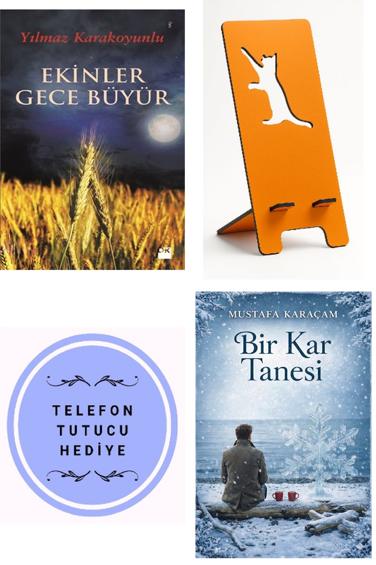 Ekinler Gece Büyür - Yılmaz Karakoyunlu + Telefon Tutucu + Bir Kar Tanesi kitap kapağı