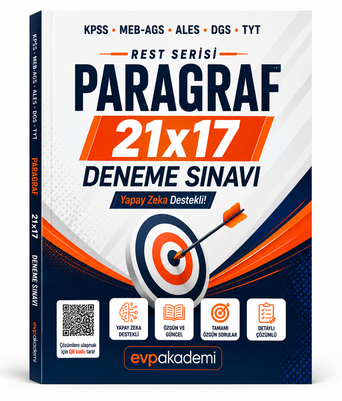 EVP 2027 Rest Serisi KPSS MEB-AGS ALES DGS TYT Paragraf 21x17 Deneme Çözümlü EVP Akademi kitap kapağı