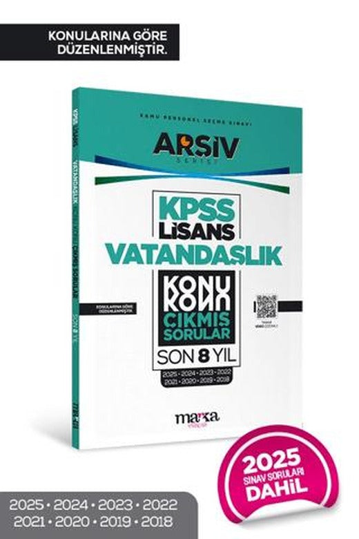 KPSS Lisans Vatandaşlık Konu Konu Çıkmış Sorular Son 8 Yıl Çıkmış Sorular (2025 Dahil) | Marka Yayınları (Ciltsiz)