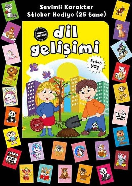 Dil Gelişimi-Stickerlı 3+4+5 Yaş | Panda (İnce Kapak)