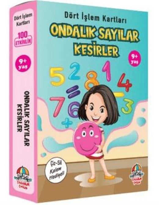 Ondalık Sayılar Kesirler - Dört İşlem Kartları 9+ Yaş | Yağmur Çocuk (Ciltsiz)