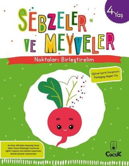 Sebzeler ve Meyveler - Noktaları Birleştirelim (4 Yaş) | Floki Çocuk (Ciltsiz)