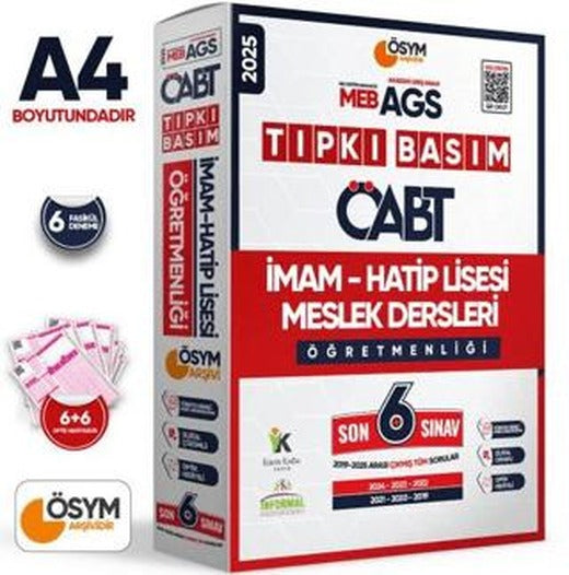 2025 MEB - AGS ÖABT İmam Hatip Meslek Dersleri Öğretmenliği ÖSYM Tıpkı Basım 6lı Deneme Paketi Çözümlü