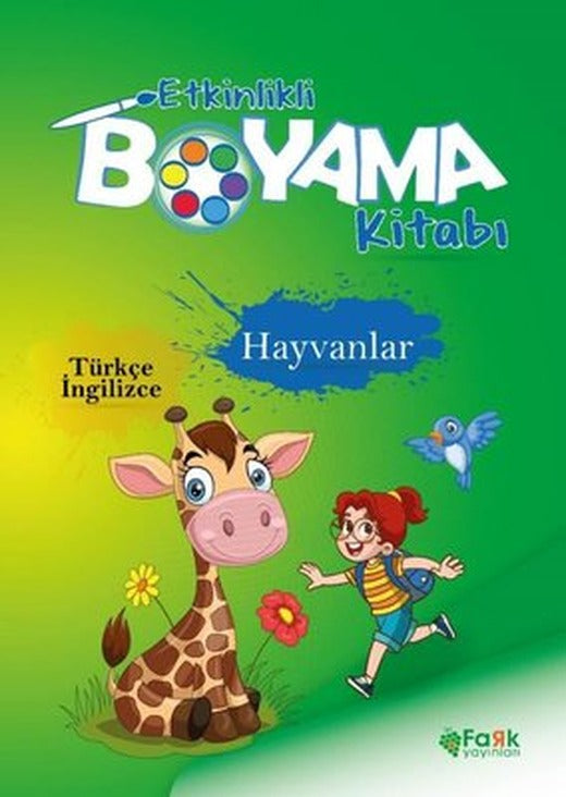 Hayvanlar - Etkinlikli Boyama Kitabı - Türkçe - İngilizce | Fark Yayınları