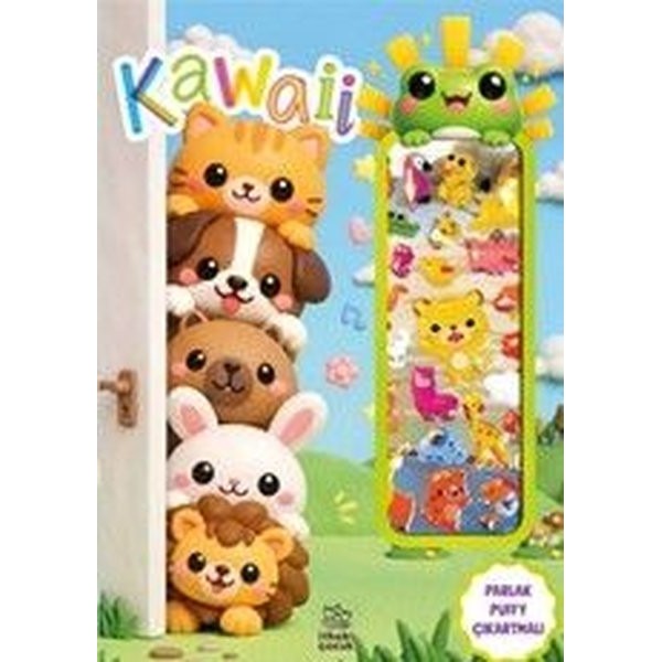 Kawaii - Puffy Parlak Çıkartmalı Boyama Kitabı | İthaki Çocuk (İnce Kapak)